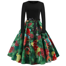 Load image into Gallery viewer, Christmas Dress Party Christmas Women Long Sleeve Dress Winter Elegant Swing Party Dresses Robe Femme Casual Rockabilly Vestidos