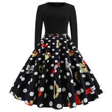 Load image into Gallery viewer, Christmas Dress Party Christmas Women Long Sleeve Dress Winter Elegant Swing Party Dresses Robe Femme Casual Rockabilly Vestidos