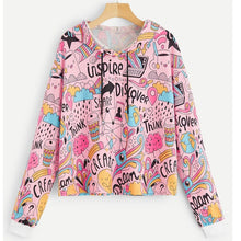 Load image into Gallery viewer, HOT Women Blouse Long Sleeve Graffiti Print Drawstring Hoodie Sweatshirt Tops chemisier femme nouvelle collection ladies top
