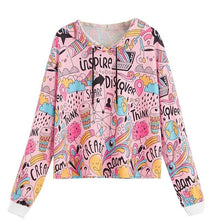 Load image into Gallery viewer, HOT Women Blouse Long Sleeve Graffiti Print Drawstring Hoodie Sweatshirt Tops chemisier femme nouvelle collection ladies top