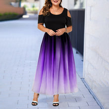 Load image into Gallery viewer, Large Size Elegant Dress Ladies 2019 New Hollow Out Print Plus Size Dresses for Women 6XL Casual Female Autumn Maxi Dress D25