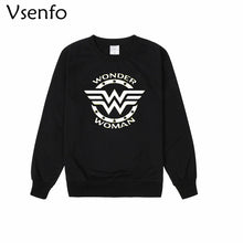 Load image into Gallery viewer, Vsenfo Wonder Woman Sweatshirt Women Funny Graphic Print Marvel Superman Hoodies Crewneck Jumper Tops Super Hero Collection