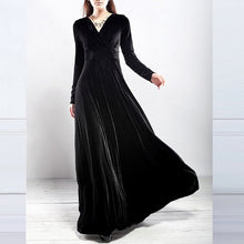 Load image into Gallery viewer, ALABIFU Autumn Winter Dress Women 2019 Casual Vintage Ball Gown Velvet Dress Plus Size 3XL Sexy Long Party Dress Vestidos