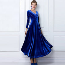 Load image into Gallery viewer, ALABIFU Autumn Winter Dress Women 2019 Casual Vintage Ball Gown Velvet Dress Plus Size 3XL Sexy Long Party Dress Vestidos