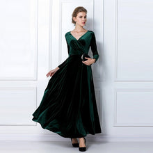 Load image into Gallery viewer, ALABIFU Autumn Winter Dress Women 2019 Casual Vintage Ball Gown Velvet Dress Plus Size 3XL Sexy Long Party Dress Vestidos