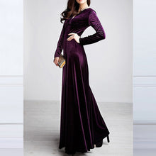 Load image into Gallery viewer, ALABIFU Autumn Winter Dress Women 2019 Casual Vintage Ball Gown Velvet Dress Plus Size 3XL Sexy Long Party Dress Vestidos